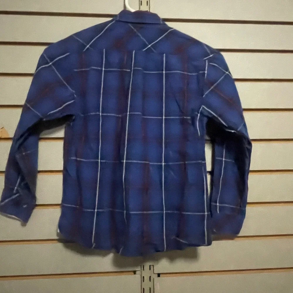 Tommy Hilfiger Boys Blue Plaid Long Sleeve Button Down‎ Shirt Size 7 Collared